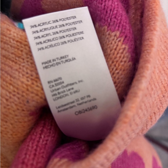 Maeve by Anthropologie Pink and Orange Hearts Sweater XS/S Oversized open front - Picture 7 of 7